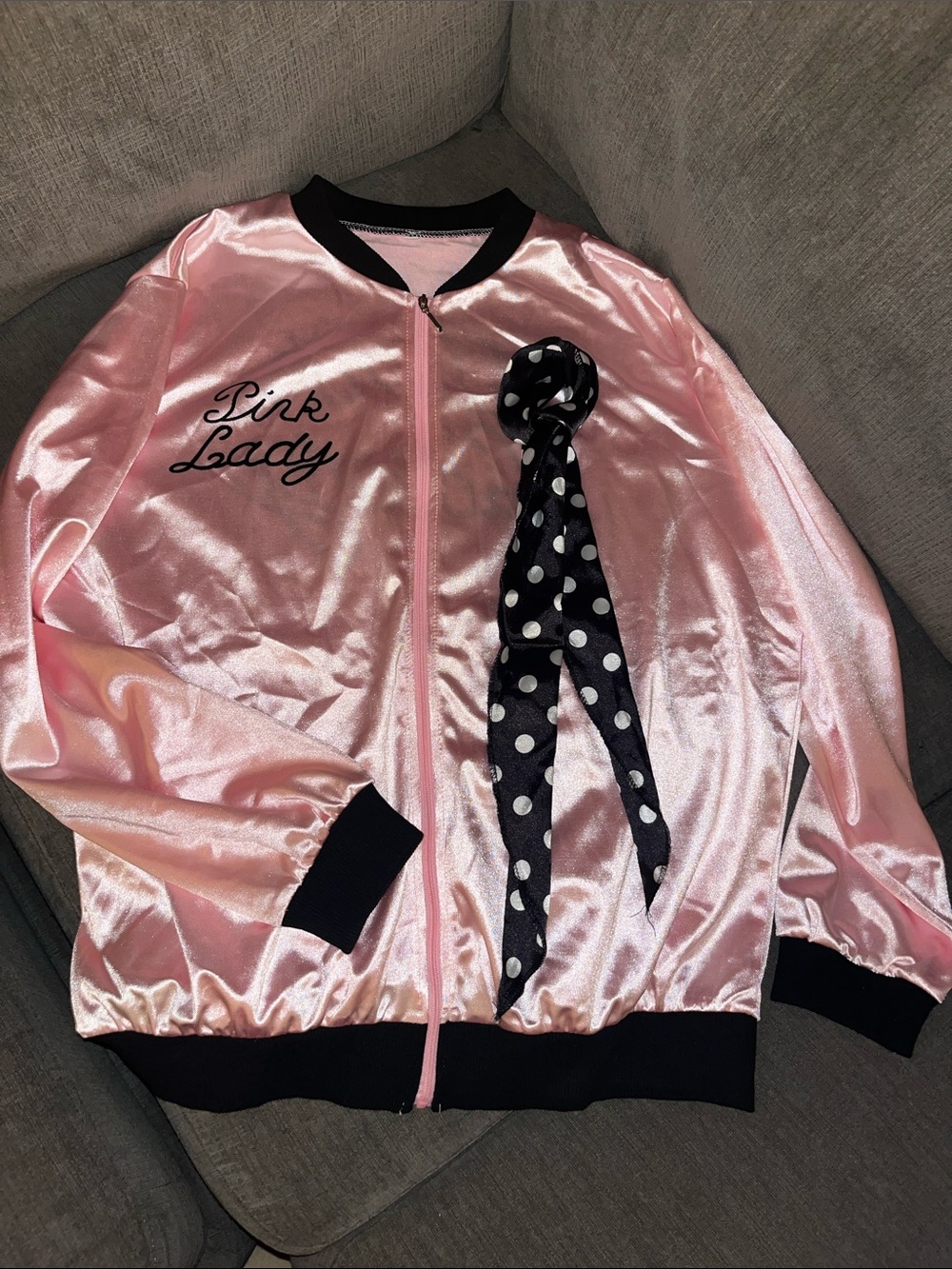 Pink Lady Women’s Satin Feel Bomber Jacket - Pink Large